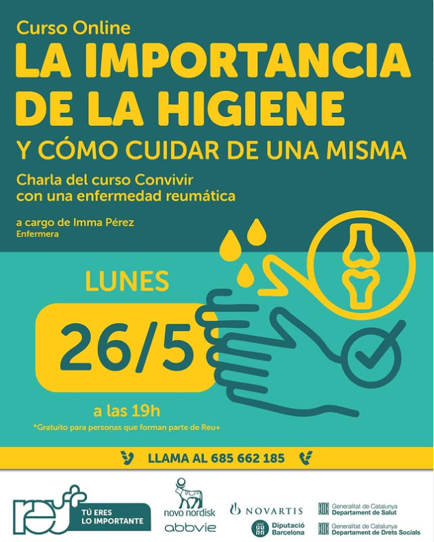 inpacientes's tweet photo. Desde 26 mayo Charla sobre la importancia de la higiene y cómo cuidar de una misma online @reu_mas. Ésta y otras #Convocatorias de #Asociaciones de #pacientes de #Artritis en https://t.co/3BuAp6bNRr https://t.co/kHrVwJlZAG