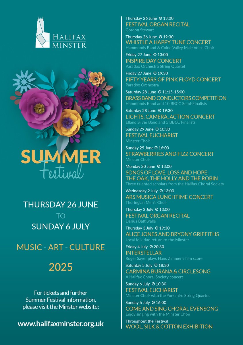 Loads of events at the 2025 Summer Festival - more details and to book check out the brochure: halifaxminster.org.uk/wp-content/upl…