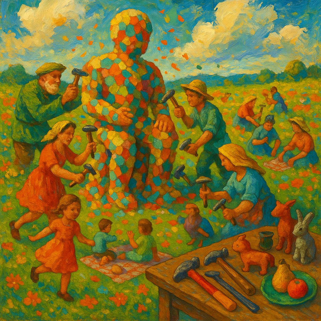 n450s's tweet photo. 🎨 Joyful Mosaics of Labor | 23-05-2025
~ n450s | (206th AOTD)
user emojis: 🔨 ⛏️
#JoyfulArt #MosaicMagic #HandmadeCreation #VibrantVillage #ArtfulLabor #ColorfulCraft #DreamlikeCanvas #FolkloreFusion
#art #digitalart #aiart #artoftheday #aotd #n450s https://t.co/YCQucn52pC