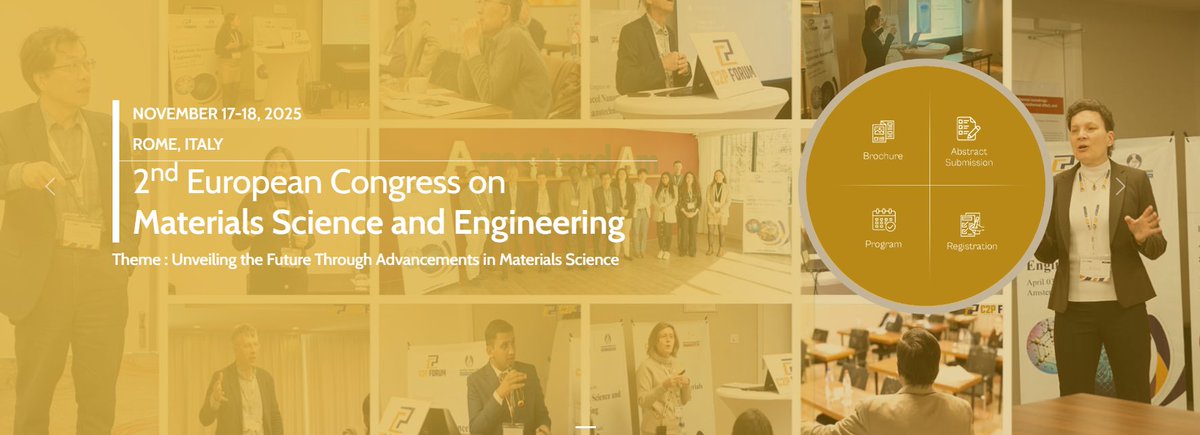 EnPressPub (@enpress_pub) on Twitter photo 🥳Conference collaboration between JPSE and 2nd European Conference on Materials Science and Engineering🥳
📍November 17-18, 2025, in Rome, Italy
🔗systems.enpress-publisher.com/index.php/JPSE…
🖇️materialsscience.c2pforum.com
📬editorial-jpse@enpress-publisher.com
#Conference #PolymerScienceandEngineering 🥳Conference collaboration between JPSE and 2nd European Conference on Materials Science and Engineering🥳
📍November 17-18, 2025, in Rome, Italy
🔗systems.enpress-publisher.com/index.php/JPSE…
🖇️materialsscience.c2pforum.com
📬editorial-jpse@enpress-publisher.com
#Conference #PolymerScienceandEngineering