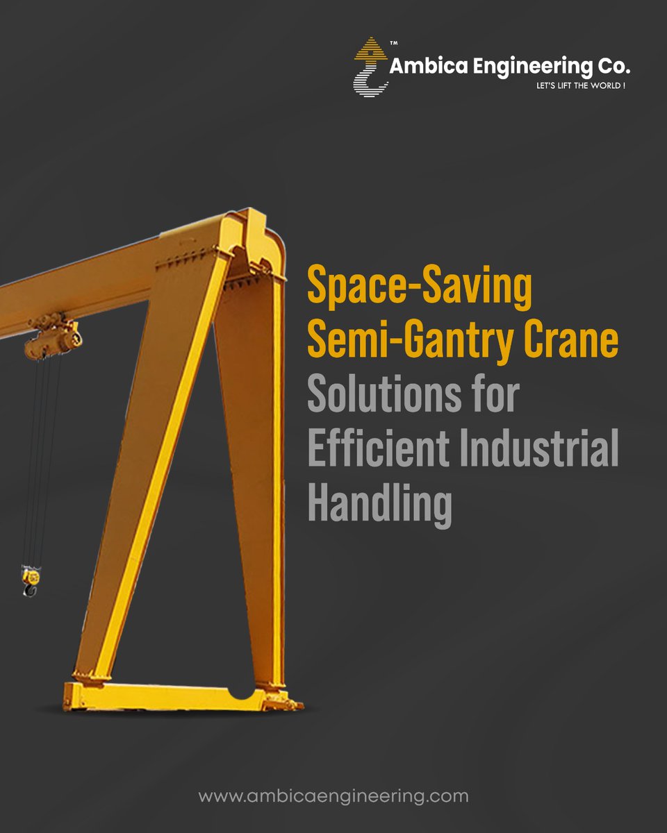 Maximize floor space without compromising on lifting power! Ambica’s Semi-Gantry Cranes are built for smart industrial handling.

For more information,
Call us: +91 9898139820
Visit:ambicaengineering.com

#AmbicaEngineering #SemiGantryCranes #HeavyLifting #EngineeringExcellence
