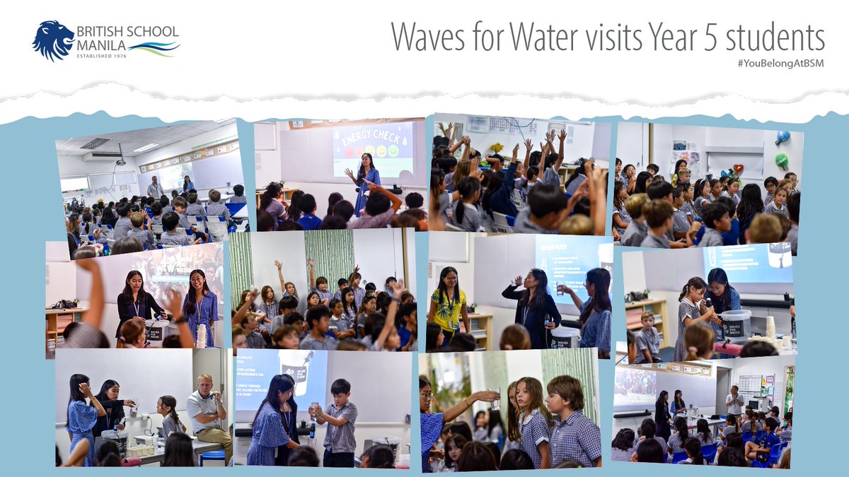 Access to clean water is a basic human right, yet millions still struggle to get it! In the recent visit of <a href="/wavesforwater/">Waves For Water</a>, our <a href="/BSMY5/">BSMY5</a> students learned how to take action and make a difference.💧

#YouBelongAtBSM #BritishSchoolManila #BSM