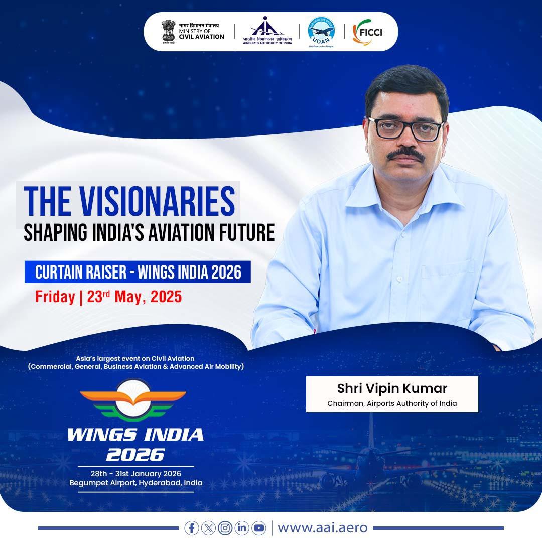 Airports Authority of India (@aai_official) on Twitter photo A defining moment for the #IndianAviation Landscape unfolds today, as the Curtain Raiser for #WingsIndia2026 takes place in #NewDelhi. This pivotal event will feature insights and visionary leadership from the #ChiefGuest, Hon’ble Union Minister for #CivilAviation, Sh. <a href="/RamMNK/">Ram Mohan Naidu Kinjarapu</a> ji A defining moment for the #IndianAviation Landscape unfolds today, as the Curtain Raiser for #WingsIndia2026 takes place in #NewDelhi. This pivotal event will feature insights and visionary leadership from the #ChiefGuest, Hon’ble Union Minister for #CivilAviation, Sh. <a href="/RamMNK/">Ram Mohan Naidu Kinjarapu</a> ji