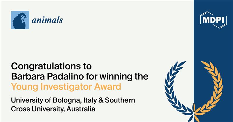 Animals (@animals_mdpi) on Twitter photo 🎉 New Winner Announcement!
Congratulations to Dr. Barbara Padalino (<a href="/PadalinoBarbara/">Barbara Padalino</a>) — recipient of the Animals 2024 Young Investigator Award! 🏆
Affiliations: University of Bologna & Southern Cross University
🔗mdpi.com/journal/animal… 🎉 New Winner Announcement!
Congratulations to Dr. Barbara Padalino (<a href="/PadalinoBarbara/">Barbara Padalino</a>) — recipient of the Animals 2024 Young Investigator Award! 🏆
Affiliations: University of Bologna & Southern Cross University
🔗mdpi.com/journal/animal…