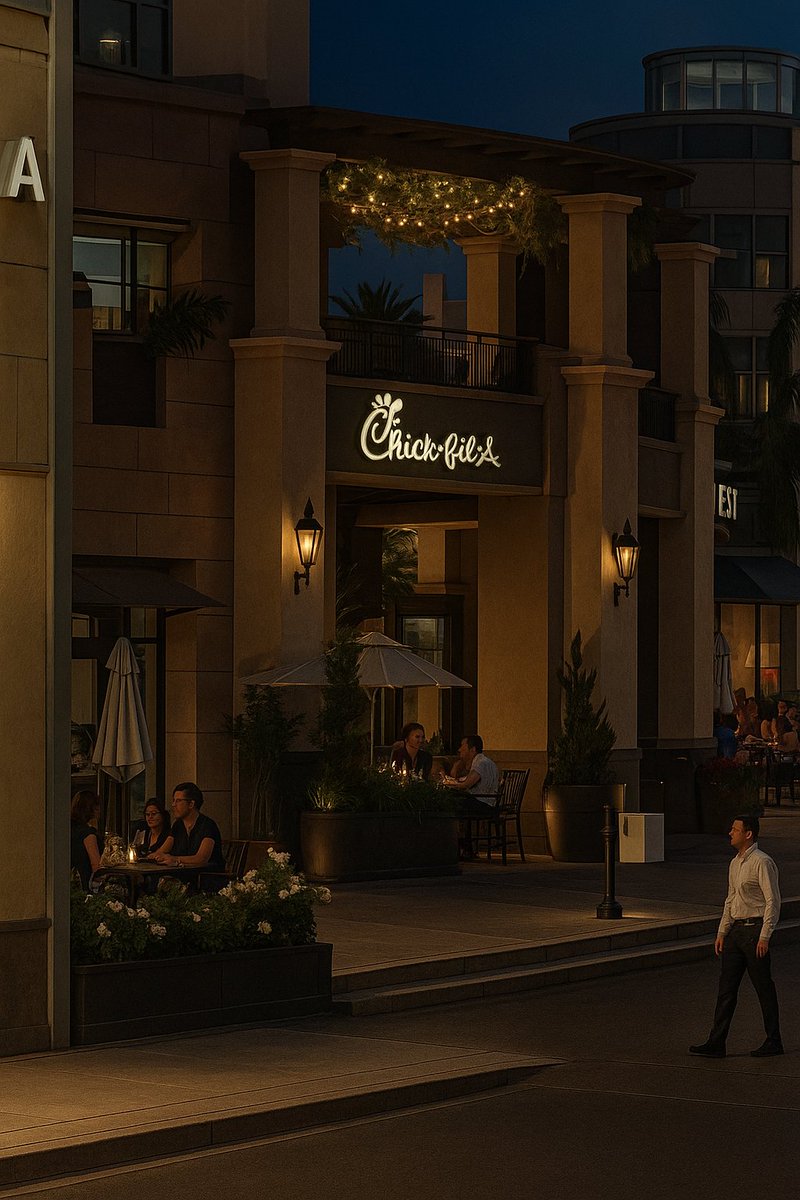 tamerg's tweet photo. @ChickfilA is this for real? Is Open Air Mall in Madinaty, Cairo, Egypt getting a Chick-fil-A?!?!?! A friend sent me a picture of the artist rendering of the mall expansion. First pic is the one they sent, second is chatgpt enhanced. https://t.co/ynZJVsjz40