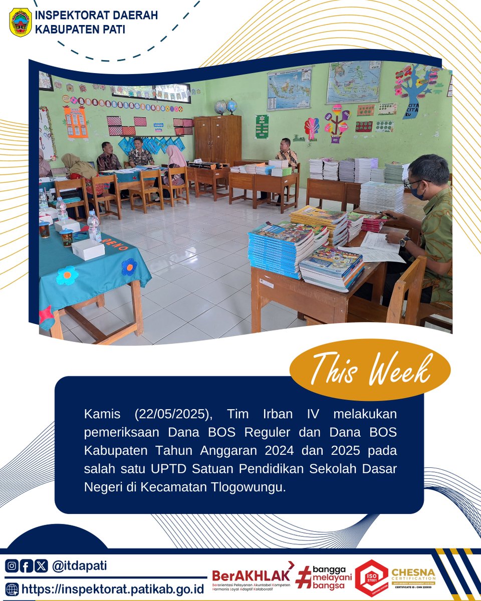 itdapati's tweet image. Kilas balik kegiatan Inspektorat Daerah Kabupaten Pati dalam sepekan hari Senin (19/05/2025) hingga Jum’at (23/05/2025).

#ASNBerAKHLAK
#BanggaMelayaniBangsa