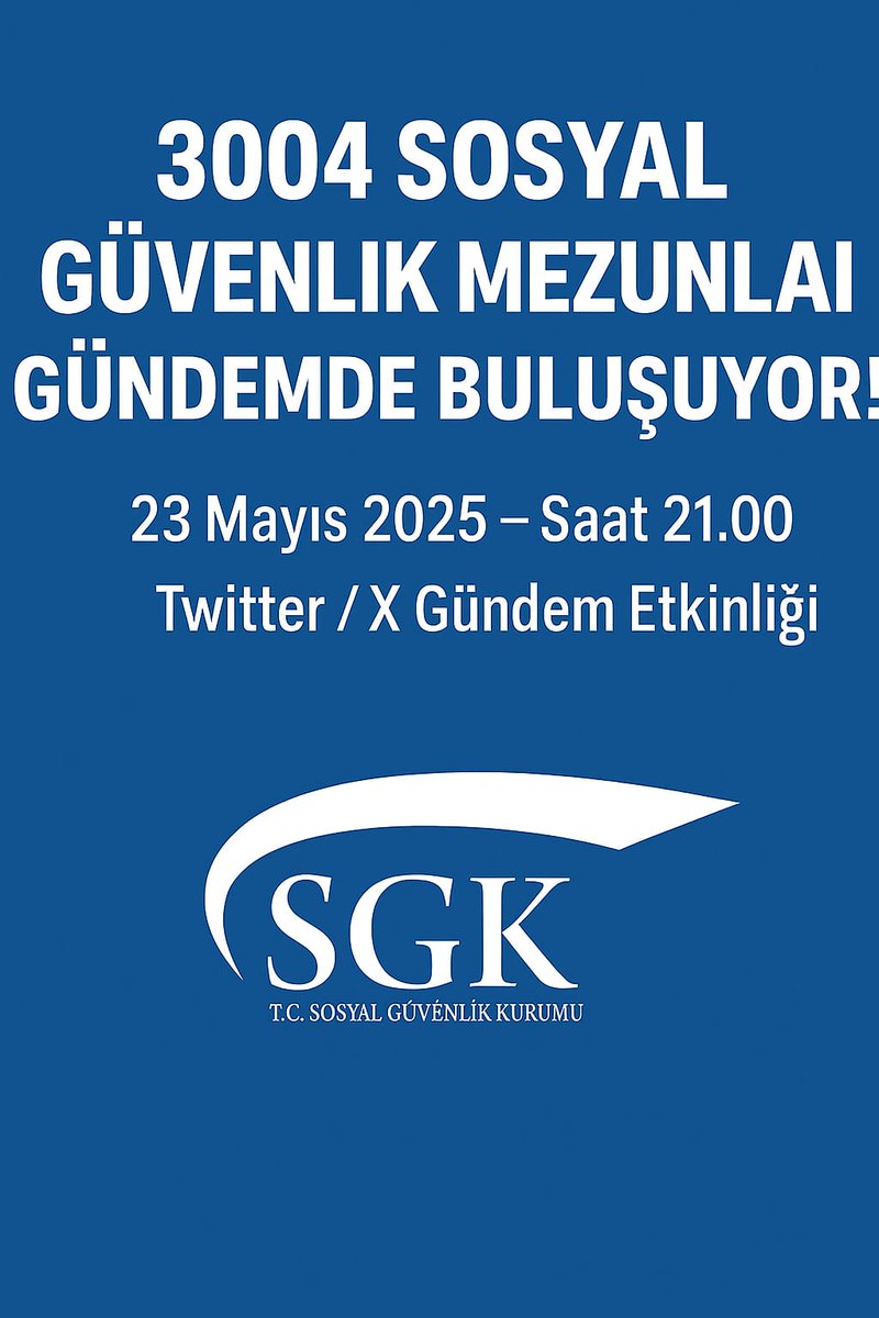 ‼️Gündem Etkinliği ‼️

Bu akşam X platformu üzerinden yapıcak olduğumuz 3004 Sosyal Güvenlik mezunları olarak sesimizi duyurmak için yapıcağımız etkinliğe katılıp desteklerinizi bekleriz. Katılabilecek olanlara şimdiden teşekkür ederiz.
<a href="/isikhanvedat/">Prof. Dr. Vedat Işıkhan</a>
<a href="/memetsimsek/">Mehmet Simsek</a>
<a href="/csgbakanligi/">T.C. Çalışma ve Sosyal Güvenlik Bakanlığı</a>