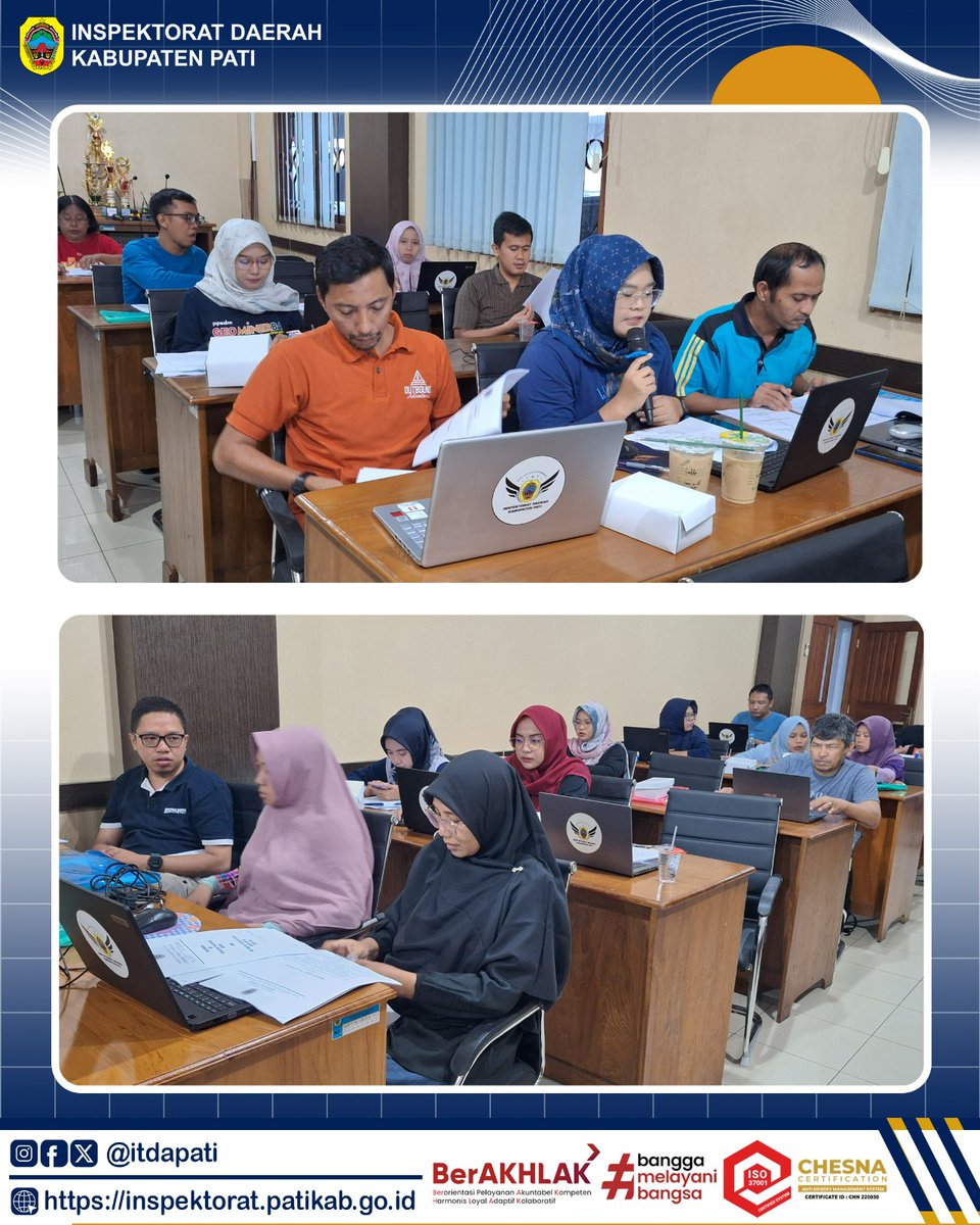 itdapati's tweet image. um&apos;at (23/05/2025), Inspektorat Daerah Kabupaten Pati menyelenggarakan Ekspose Naskah Hasil Pemeriksaan (NHP) Reguler di Aula Pesantenan Inspektorat Daerah Kabupaten Pati. 

#ASNBerAKHLAK
#BanggaMelayaniBangsa