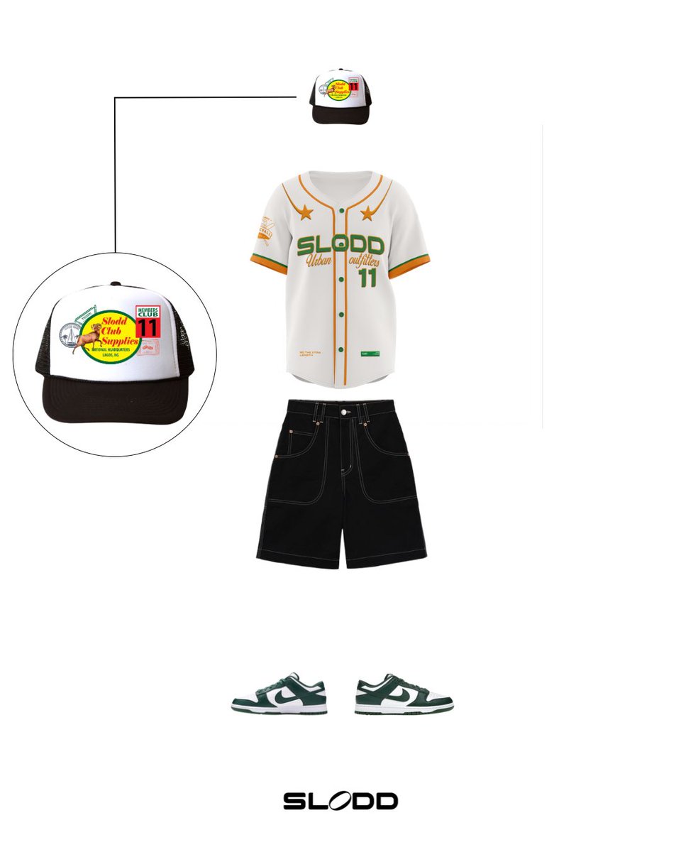 slodd_official's tweet photo. Full Uniform. Full Energy.
Baseball vibes meet street precision, the Slodd Urban Outfitters Jersey and trucker cap lock in a classic fit. Finished with forest green Dunks to seal the deal.

Members Only. No Extras. https://t.co/apdVDoDA1O