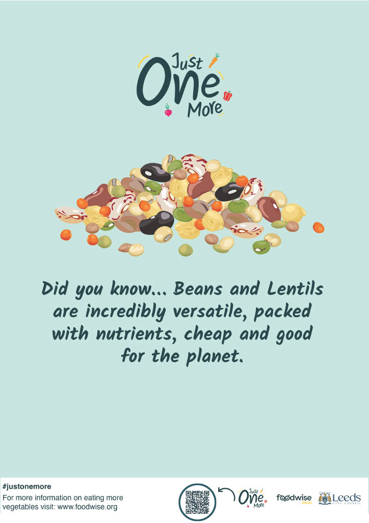 Did you know beans and pulses like kidney beans, chickpeas, and lentils are classed as veggies. 

Try something new in one of the Leeds Recipe Hub's meals👉tr.ee/FHsNND

Share your pulse pictures to be in with a chance to win prizes. #JustOneMore <a href="/ZestLeeds/">Zest</a>