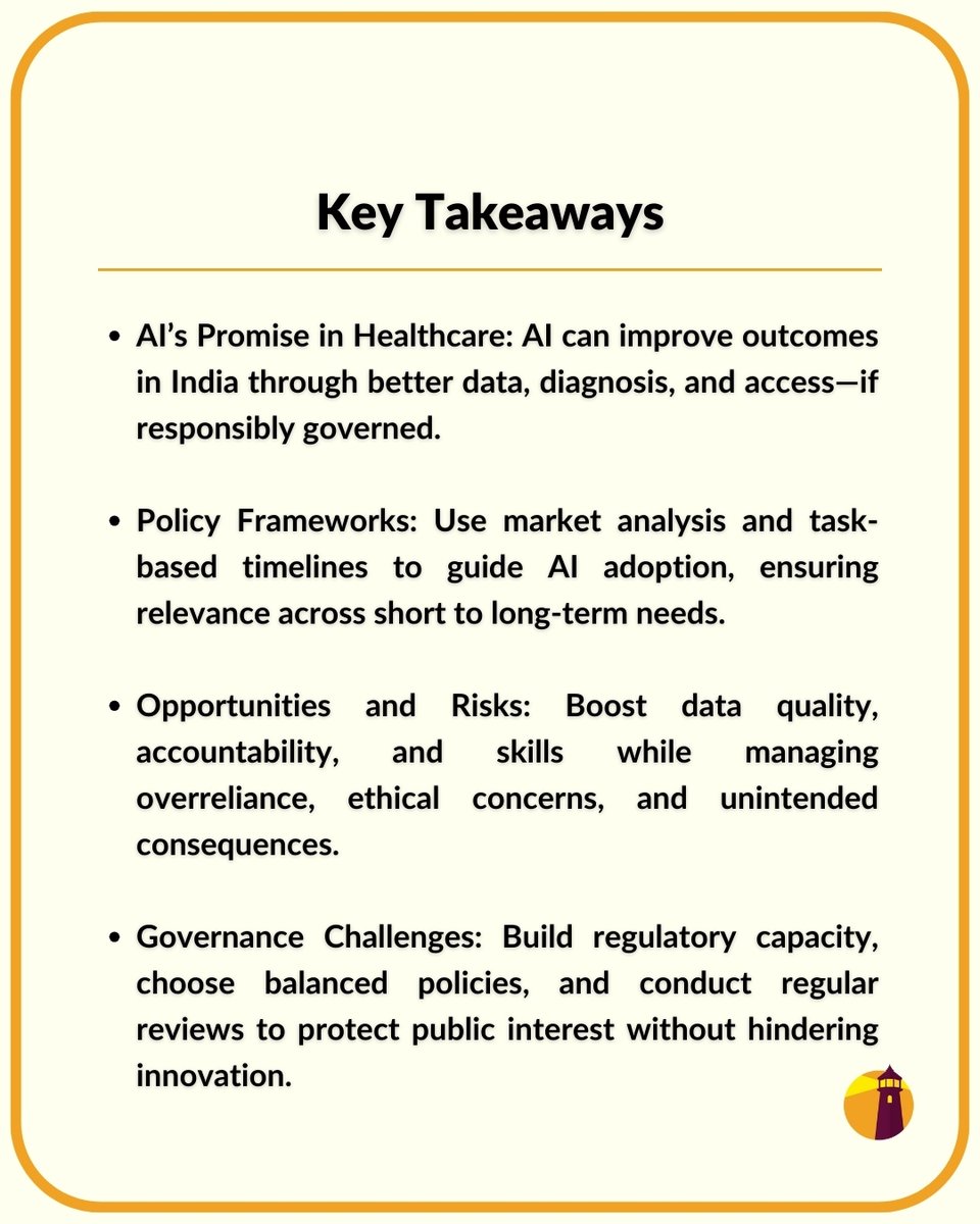 Takshashila Institution (@takshashilainst) on Twitter photo AI-enabled healthcare offers major opportunities to improve health outcomes in India. But unlocking its full potential requires thoughtful governance that balances innovation with risk mitigation.
Shambhavi Naik (<a href="/TheNaikMic/">Shambhavi Naik</a>) and Bharath Reddy (<a href="/bharath_red/">Bharath Reddy</a>) argue that AI-enabled healthcare offers major opportunities to improve health outcomes in India. But unlocking its full potential requires thoughtful governance that balances innovation with risk mitigation.
Shambhavi Naik (<a href="/TheNaikMic/">Shambhavi Naik</a>) and Bharath Reddy (<a href="/bharath_red/">Bharath Reddy</a>) argue that