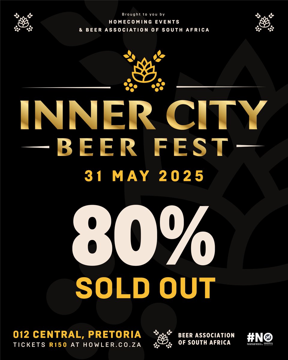 Pretoria clearly loves a good beer 🍻

80% of #InnerCityBeerFest tickets are officially gone.

This is your final pour warning — secure yours at howler.co.za/InnerCityBeerF…