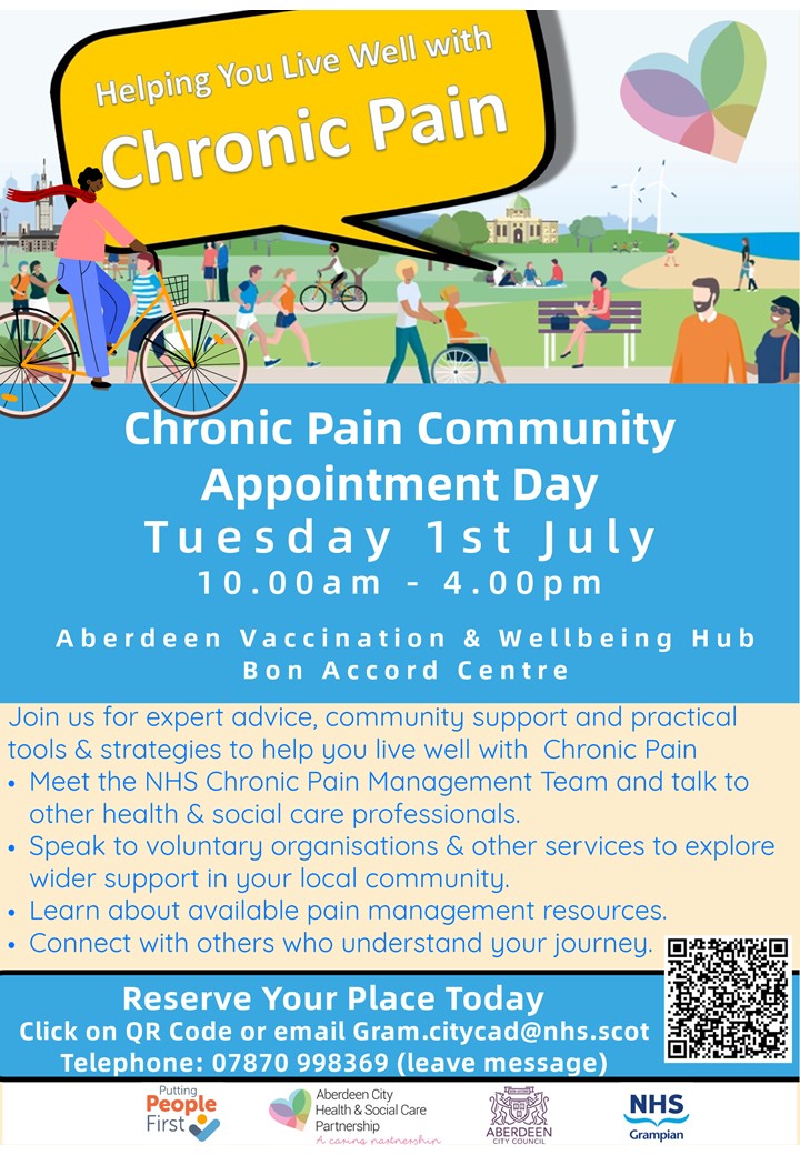 Caroline Anderson (@carolineand73) on Twitter photo Our next Chronic Pain Community Appointment Day to Help people Live Well with Chronic Pain is due to take place on 1st July at the Aberdeen Vaccination & Wellbeing Hub. To reservice a place click on link forms.office.com/e/fHv0nmqRhy More info below. <a href="/NHSGrampian/">NHS Grampian</a> Our next Chronic Pain Community Appointment Day to Help people Live Well with Chronic Pain is due to take place on 1st July at the Aberdeen Vaccination & Wellbeing Hub. To reservice a place click on link forms.office.com/e/fHv0nmqRhy More info below. <a href="/NHSGrampian/">NHS Grampian</a>