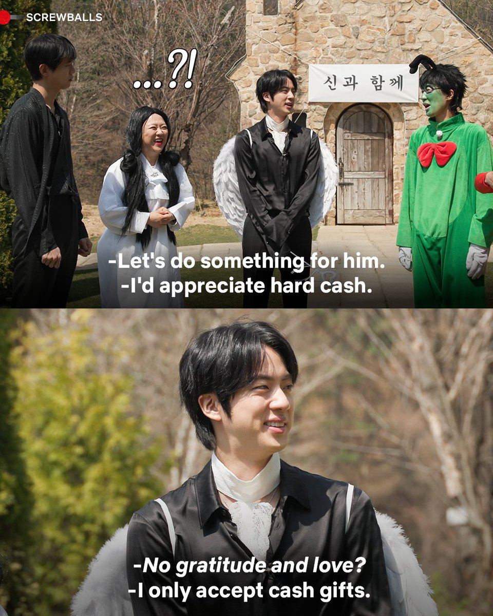 this reminded me of his comments on hobi’s lives he’s so silly 😭 

#Screwballs #JIN #진