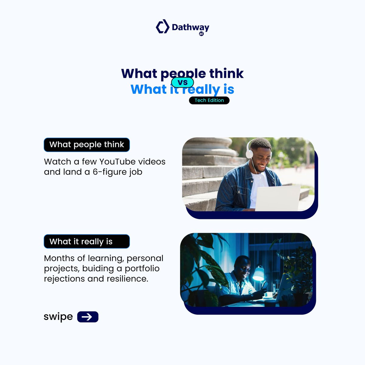 DathwayAi's tweet image. Tech looks glamorous from the outside… until reality kicks in.🙃

Swipe through for the real behind-the-scenes of the tech world.

#techrealitycheck  #LifeInTech  #dathwayai