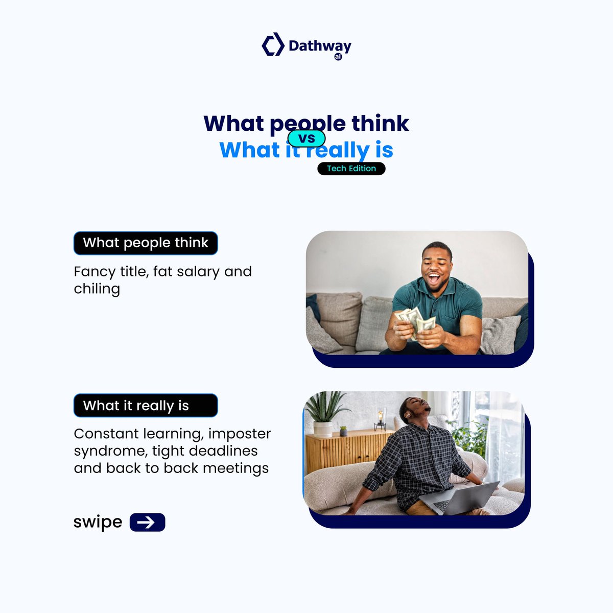 DathwayAi's tweet image. Tech looks glamorous from the outside… until reality kicks in.🙃

Swipe through for the real behind-the-scenes of the tech world.

#techrealitycheck  #LifeInTech  #dathwayai