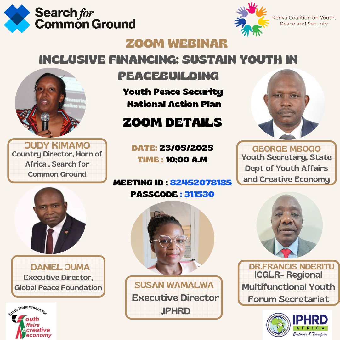Search for Common Ground Kenya(@SFCG_Kenya) (@sfcg_kenya) on Twitter photo “Every dollar invested in youth-led peacebuilding yields not just programs, but peaceful futures—this is the social return we must fight for.” Judy Kimamo
<a href="/YPSinKenya/">Kenya Coalition on Youth, Peace and Security</a> “Every dollar invested in youth-led peacebuilding yields not just programs, but peaceful futures—this is the social return we must fight for.” Judy Kimamo
<a href="/YPSinKenya/">Kenya Coalition on Youth, Peace and Security</a>