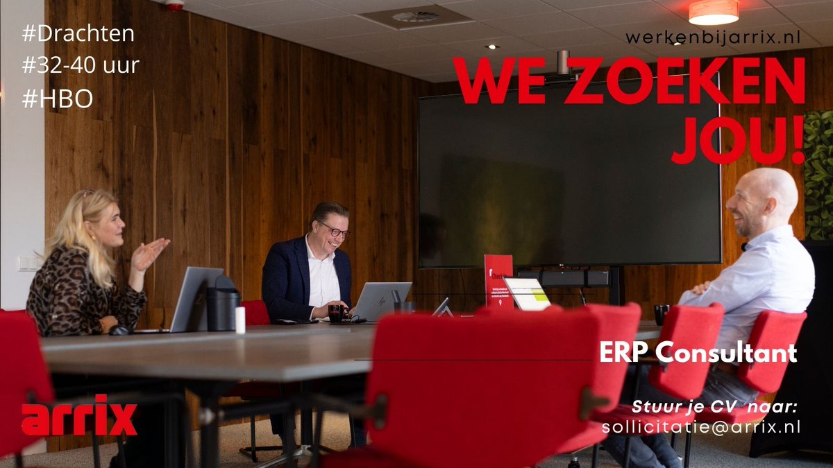 𝐕𝐚𝐜𝐚𝐭𝐮𝐫𝐞 𝐄𝐑𝐏 𝐂𝐨𝐧𝐬𝐮𝐥𝐭𝐚𝐧𝐭
Slimmer werken begint bij jou.
 ✅ Adviseer
 ✅ Optimaliseer
 ✅ Implementeer Exact Software
Word dé partner voor onze klanten.
 Klaar om het verschil te maken? 👉 Solliciteer nu!
bit.ly/3SitvOk

#werkenbijarrix #ERPConsultant