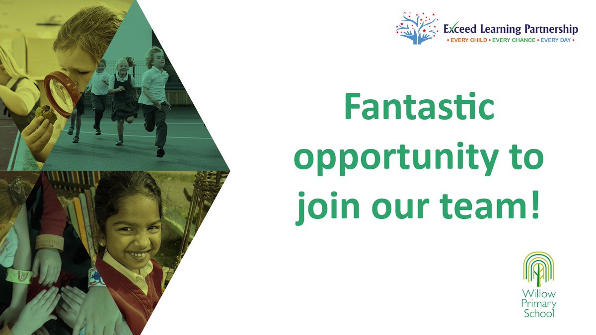 Exceed Learning Partnership (@exceedlp) on Twitter photo The team at <a href="/AcademyWillow/">Willow Primary School</a> are looking for a Teaching Assistant with lunchtime duties (1-year temp, from Sept 2025 until 31 Aug 2026) to join our vibrant school community! π
Help us nurture young minds and live our values.
Apply here π exceedlp.org.uk/vacancies/ The team at <a href="/AcademyWillow/">Willow Primary School</a> are looking for a Teaching Assistant with lunchtime duties (1-year temp, from Sept 2025 until 31 Aug 2026) to join our vibrant school community! π
Help us nurture young minds and live our values.
Apply here π exceedlp.org.uk/vacancies/