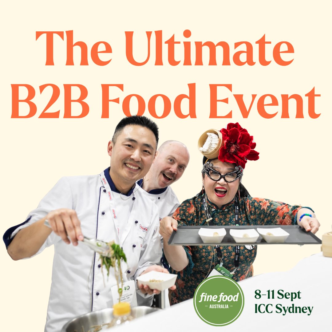 Fine Food Australia | 8 – 11 September
Thousands of business solutions. Hundreds of industry leaders. Twelve product categories—all under one roof.

🔗 iccsydney.com.au/events/fine-fo…
#FineFoodAustralia #FoodIndustry #HospitalityInnovation