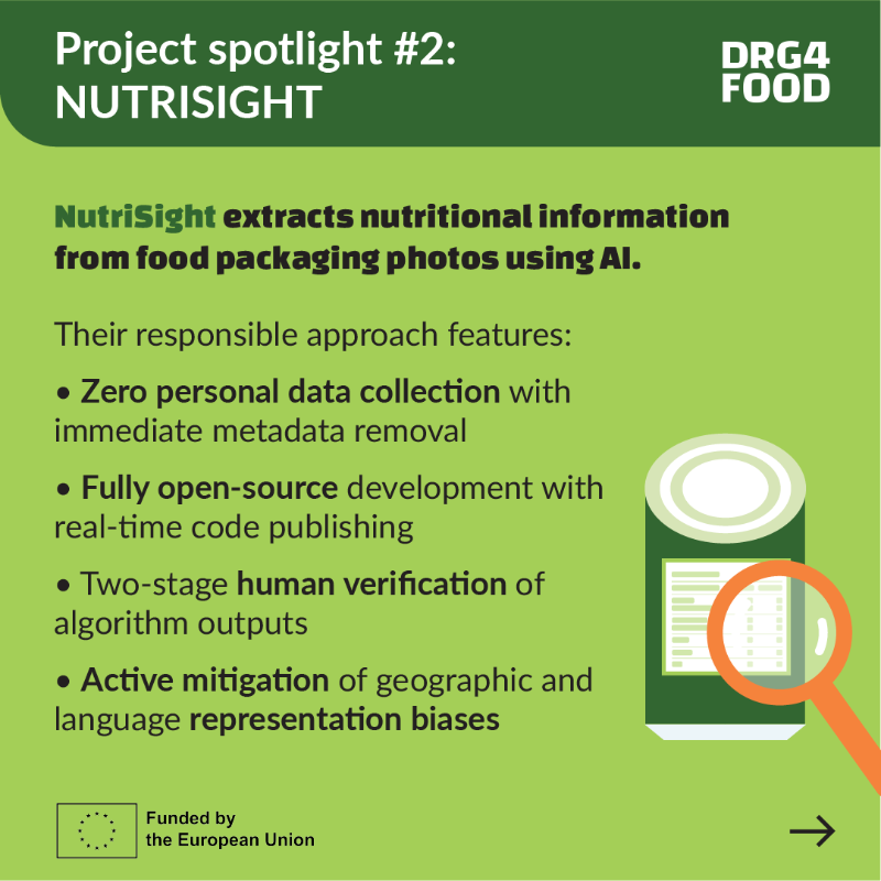 SciFoodHealth's tweet photo. Excited to share #DRG4FOOD's Digital Responsibility Report!
📘
See how the project is transforming #FoodData systems.
Check the examples of GENIE's genetic shopping tool with privacy protection & NutriSight's zero-data nutrition scanner.👇
#FoodTech
