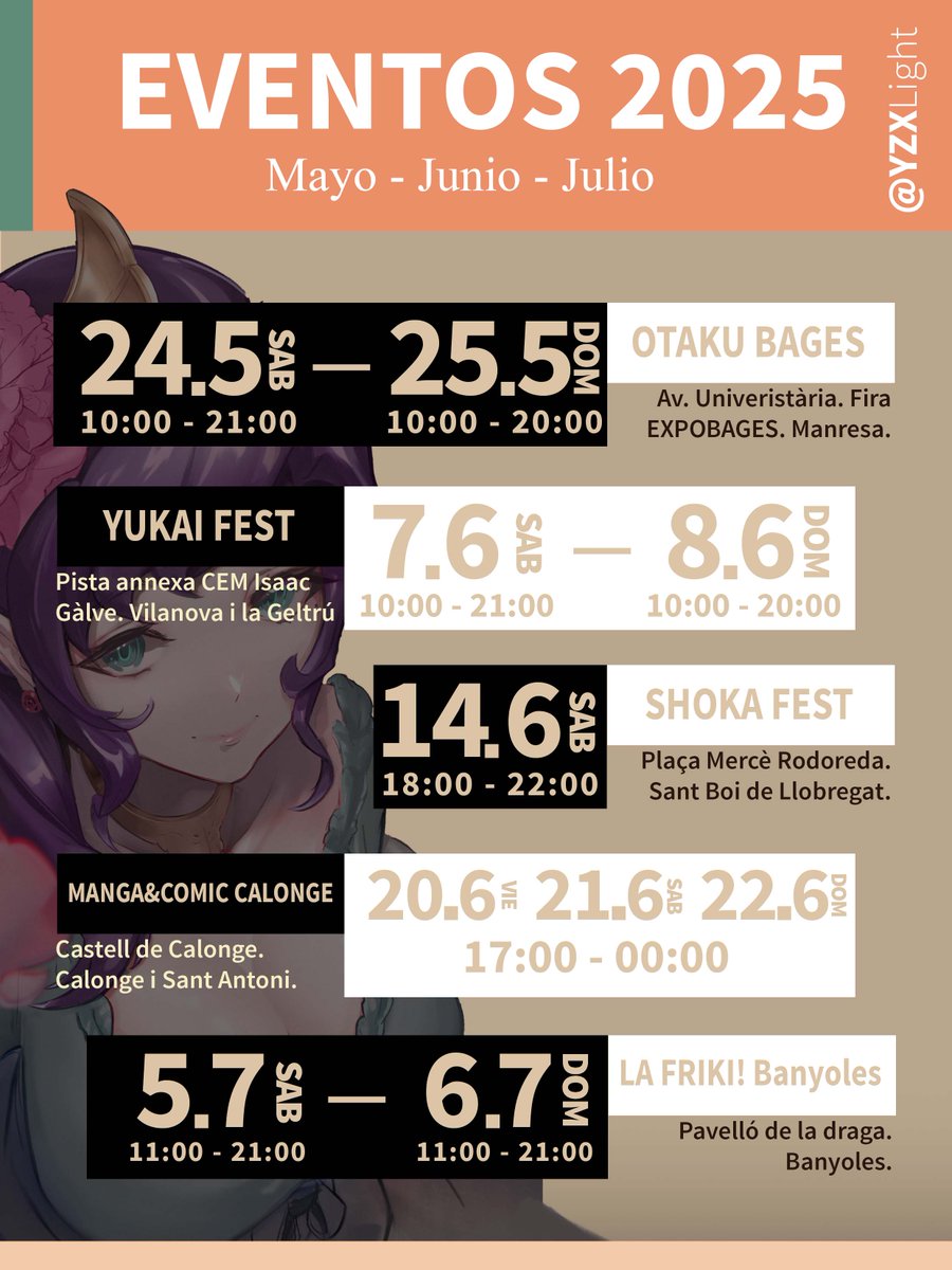 YZXLight's tweet image. ¡Calendario de los próximos eventos en los que participaré! Nos vemos pronto! ¡Más información de los eventos en IG!
#otakubages
#yukaifest
#shokafest
#mangacomiccalonge
#lafrikibanyoles
