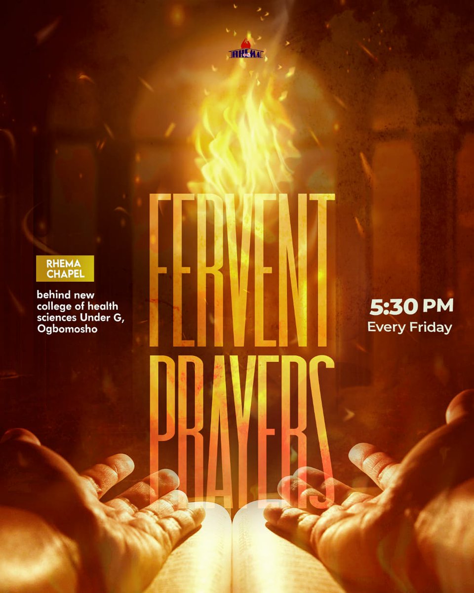 RhemaOgbomoso's tweet photo. In the presence of the Lord, we draw strength. Join us today by 5:30 PM as we wait upon the Lord in prayers.  Come expectant. 

#ferventprayers #rhemaogbomoso #church https://t.co/VMhnrCp59R