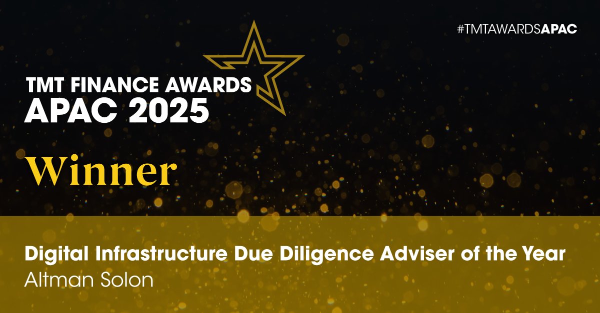 Honored to be named Due Diligence Adviser of the Year at the <a href="/TMTFinance/">TMT Finance</a> M&amp;A Awards APAC 2025! 🏆 A big thank you to our clients for trusting us with your most complex transactions.
Read more: altmnsol.co/3HlchgG
#TMT #MergersAndAcquisitions #DigitalInfrastrcuture