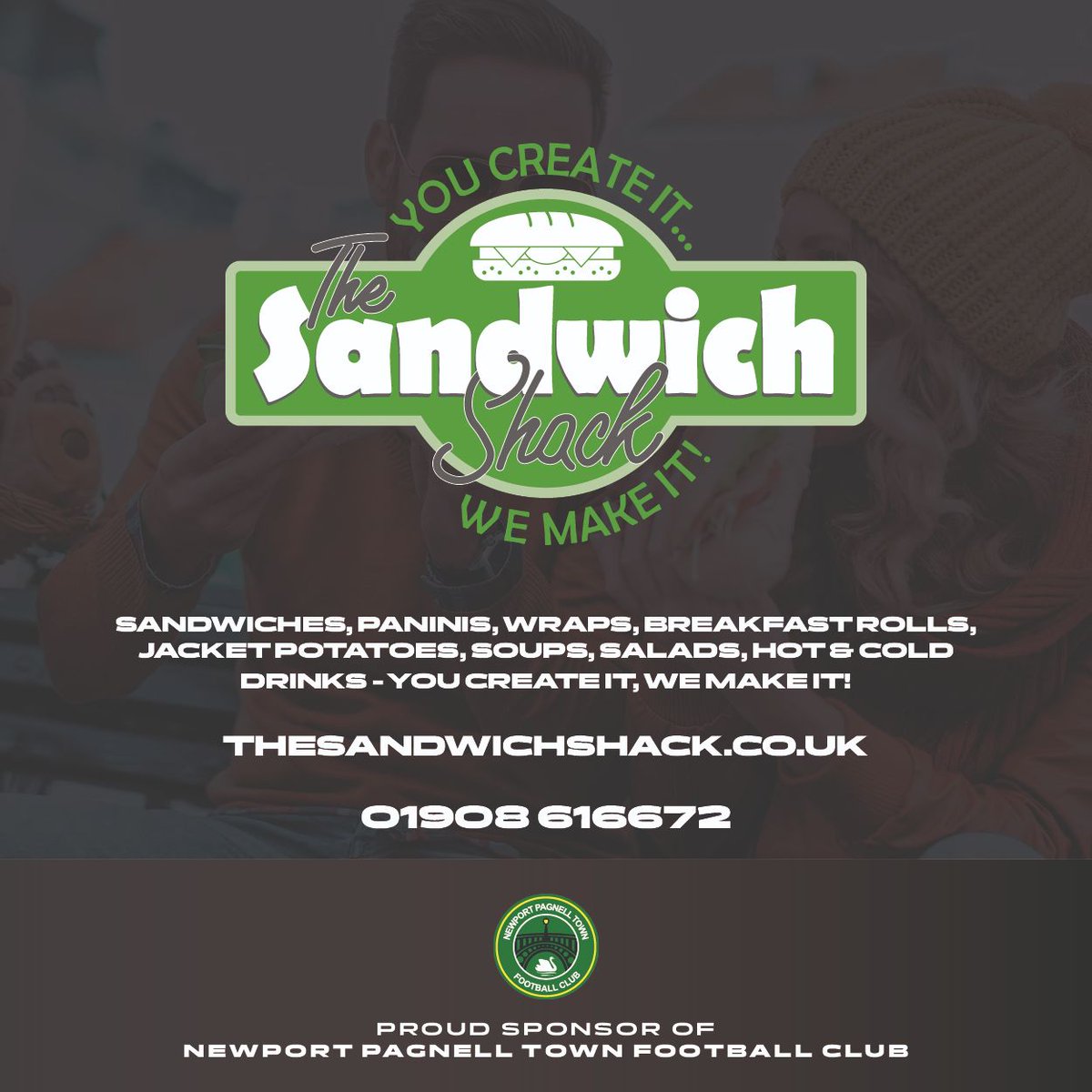 Sponsor Spotlight - The Sandwich Shack

Sandwiches, Paninis, Wraps, Breakfast Rolls, Jacket Potatoes, Soups, Salads, Hot &amp; Cold Drinks - You Create It, We Make It!

thesandwichshack.co.uk
01908 616672

Thank you for your support.

#thesandwichshack #nptfc