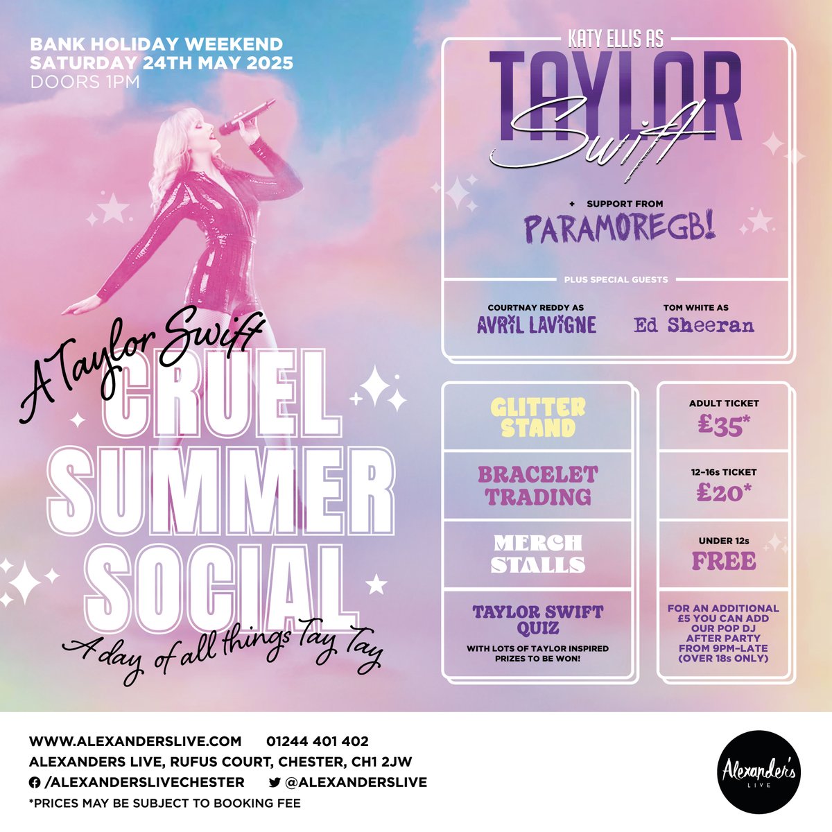 Storyhouse (@storyhouselive) on Twitter photo Still buzzing from Taylor Fever? 💃✨
Keep the Swiftie-brations going this bank holiday weekend and join our friends at <a href="/AlexandersLive/">Alexander's</a> as they host a full day of all things Tay Tay with their Cruel Summer Social! ☀️🤩
🎟️ alexanderslive.seetickets.com/event/a-taylor…
#SupportLocal #SaveOurVenues Still buzzing from Taylor Fever? 💃✨
Keep the Swiftie-brations going this bank holiday weekend and join our friends at <a href="/AlexandersLive/">Alexander's</a> as they host a full day of all things Tay Tay with their Cruel Summer Social! ☀️🤩
🎟️ alexanderslive.seetickets.com/event/a-taylor…
#SupportLocal #SaveOurVenues