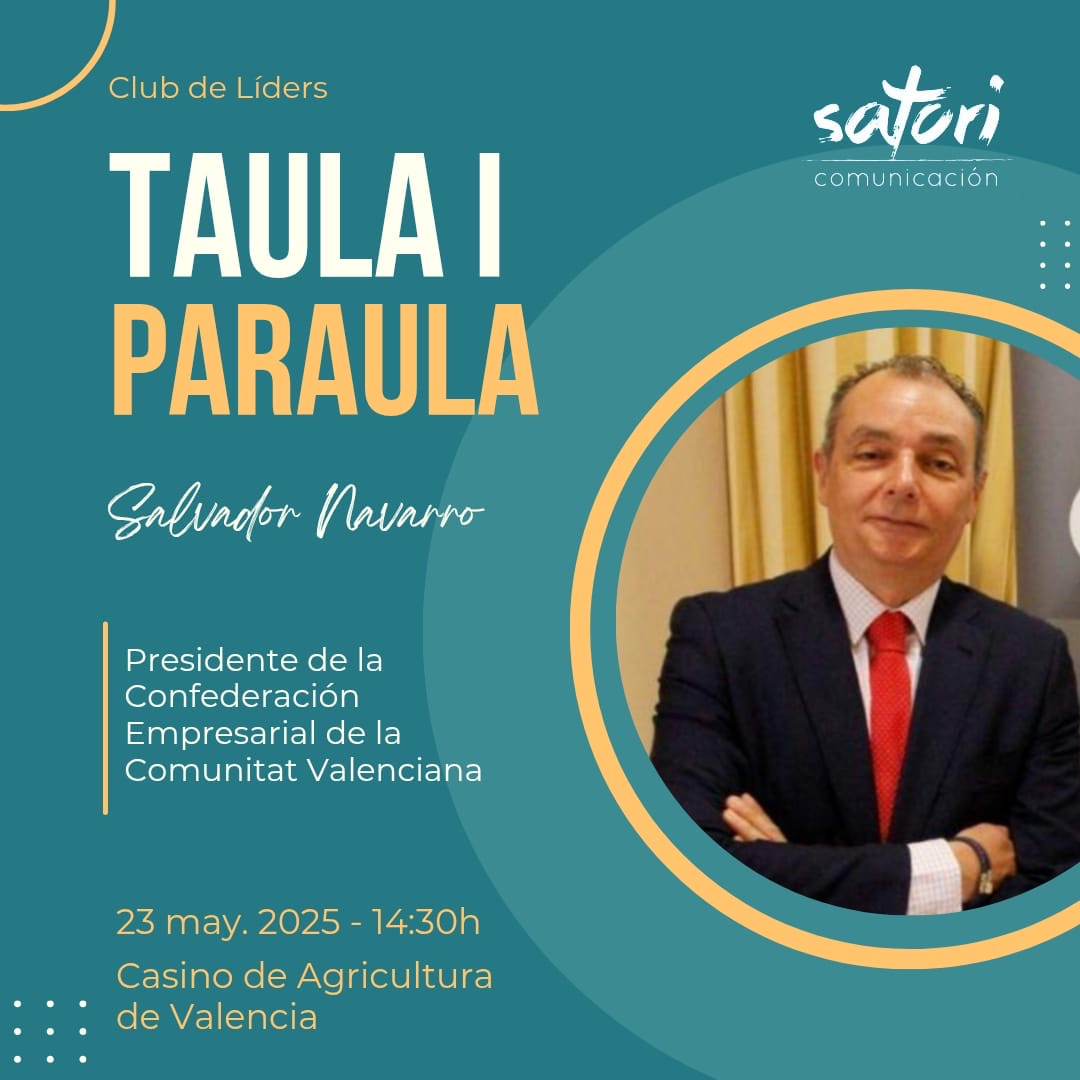 Nuestro foro de opinión #ClubdeLíders contará con la participación en su edición mensual de Salvador Navarro, presidente de la Confederación Empresarial de CV <a href="/CEV_CV/">CEV</a>. Siempre en nuestra sede Casino de Agricultura <a href="/CasinoAgrVLC/">Casino de Agricultura</a> #10AnysClubdeLíders #Raonem satoricomunicacion.es