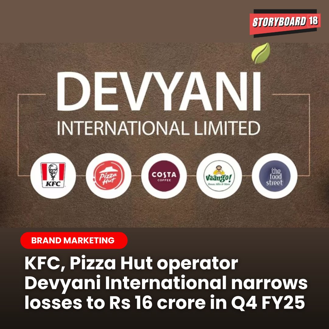 Devyani International Limited, a franchisee for brands like KFC, Pizza Hut, Costa Coffee, and Vango, announced its fourth quarter result for the fiscal year 2025 on Friday. 

Read More: storyboard18.com/brand-makers/k…

#brand #marketing #advertising #fastfood