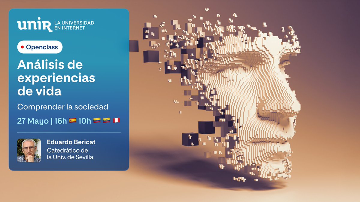Javi Cantón @javicanton@mas.to (@prosumidorsoc) on Twitter photo ¿Necesitas nuevas metodologías para investigación social? Este 27 de mayo, Eduardo Bericat nos trae a <a href="/UNIRuniversidad/">Universidad Internacional de La Rioja (UNIR)</a> el Análisis de Experiencias de Vida. ¿Cómo profundizar en las emociones mediante datos? ¿Necesitas nuevas metodologías para investigación social? Este 27 de mayo, Eduardo Bericat nos trae a <a href="/UNIRuniversidad/">Universidad Internacional de La Rioja (UNIR)</a> el Análisis de Experiencias de Vida. ¿Cómo profundizar en las emociones mediante datos?