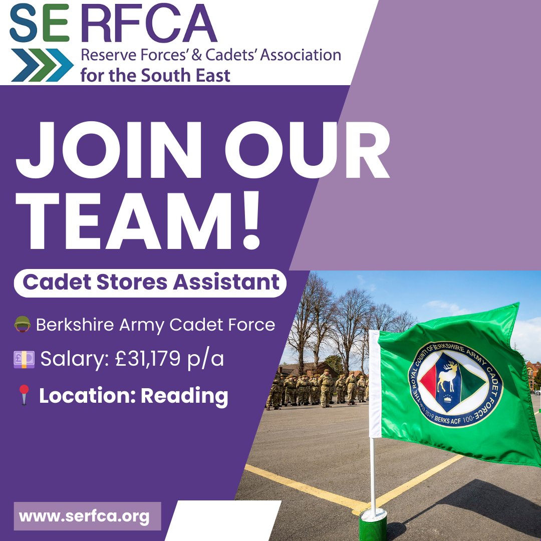 South East RFCA (@southeastrfca) on Twitter photo 🚨Join a team that makes a real difference 🚨
We are on the lookout for a #Cadet Stores Assistant to support <a href="/BerksArmyCadets/">Royal County Of Berkshire Army Cadets</a> in #Reading.
Apply now and bring your experience to a rewarding role that gives back: serfca.org/jobs/
#ArmyCadets #VeteransJobs #Hiring 🚨Join a team that makes a real difference 🚨
We are on the lookout for a #Cadet Stores Assistant to support <a href="/BerksArmyCadets/">Royal County Of Berkshire Army Cadets</a> in #Reading.
Apply now and bring your experience to a rewarding role that gives back: serfca.org/jobs/
#ArmyCadets #VeteransJobs #Hiring