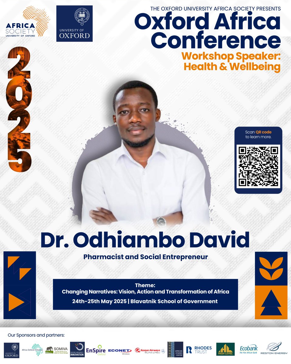 Oxford University Africa Society (@oxfordafrica) on Twitter photo We’re honoured to welcome <a href="/Pharmacist_01/">Dr Odhiambo David</a>, pharmacist, social entrepreneur & <a href="/OxfordSBS/">Saïd Business School</a> MBA candidate, to #OxfordAfrica2025! Founder of African Pharmaceutical Network, he’s reshaping healthcare access across Africa.
🔗 oxforduniversityafricasociety.com/panelspeaker25…
🎟 Tickets are sold out. We’re honoured to welcome <a href="/Pharmacist_01/">Dr Odhiambo David</a>, pharmacist, social entrepreneur & <a href="/OxfordSBS/">Saïd Business School</a> MBA candidate, to #OxfordAfrica2025! Founder of African Pharmaceutical Network, he’s reshaping healthcare access across Africa.
🔗 oxforduniversityafricasociety.com/panelspeaker25…
🎟 Tickets are sold out.