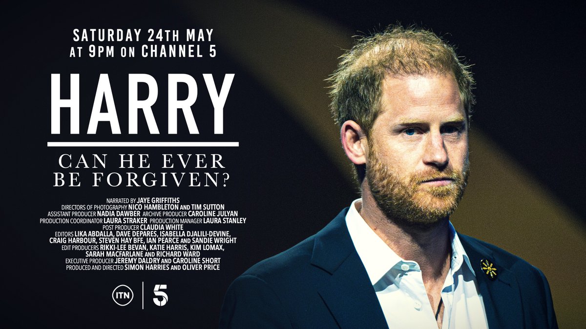 #Harry : Can He Ever Be Forgiven? ON TOMORROW 9pm <a href="/channel5_tv/">Channel 5</a>