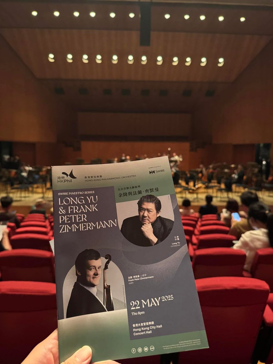 MaestroLongYu's tweet photo. It feels like no time has passed since Frank Peter Zimmermann and I first met and played together those many years (30+!) ago. What a special evening on Thursday in HK to join with him and the @hkphilharmonic for Elgar’s Violin Concerto. https://t.co/Gsz7US80wa