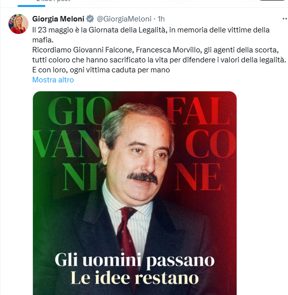 Hanno tolto l'abuso d'ufficio
Stretta sulle intercettazioni
Separazione delle carriere
Nuovo codice degli appalti

Giovanni #Falcone vi avrebbe sputato in faccia!

#pernondimenticare
#giornatadellalegalità