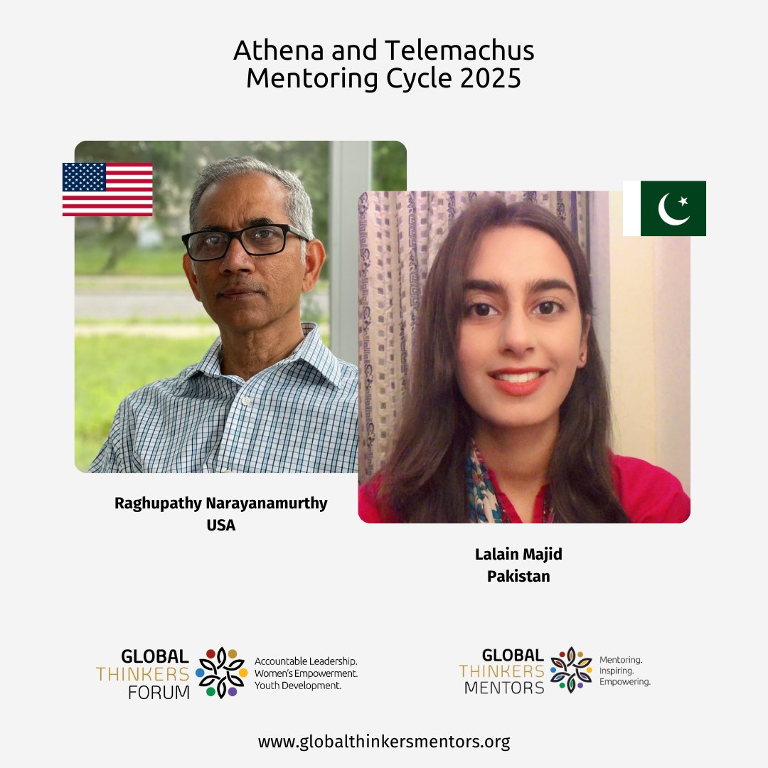 GTFMentoring's tweet image. We introduce our mentee, Lalain Majid, a dedicated learner, writer & adventurer from #Pakistan with a strong foundation in Computer Science. Her #mentor is Raghupathy Narayanamurthy, an IT professional & entrepreneur with 40 years of experience in the field #GTF #mentoring #sdgs