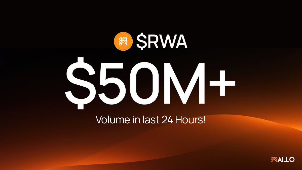 allo_xyz's tweet photo. New milestone 🚀 $50M+ $RWA trading volume in last 24 hours! https://t.co/HPs5X6UGEL