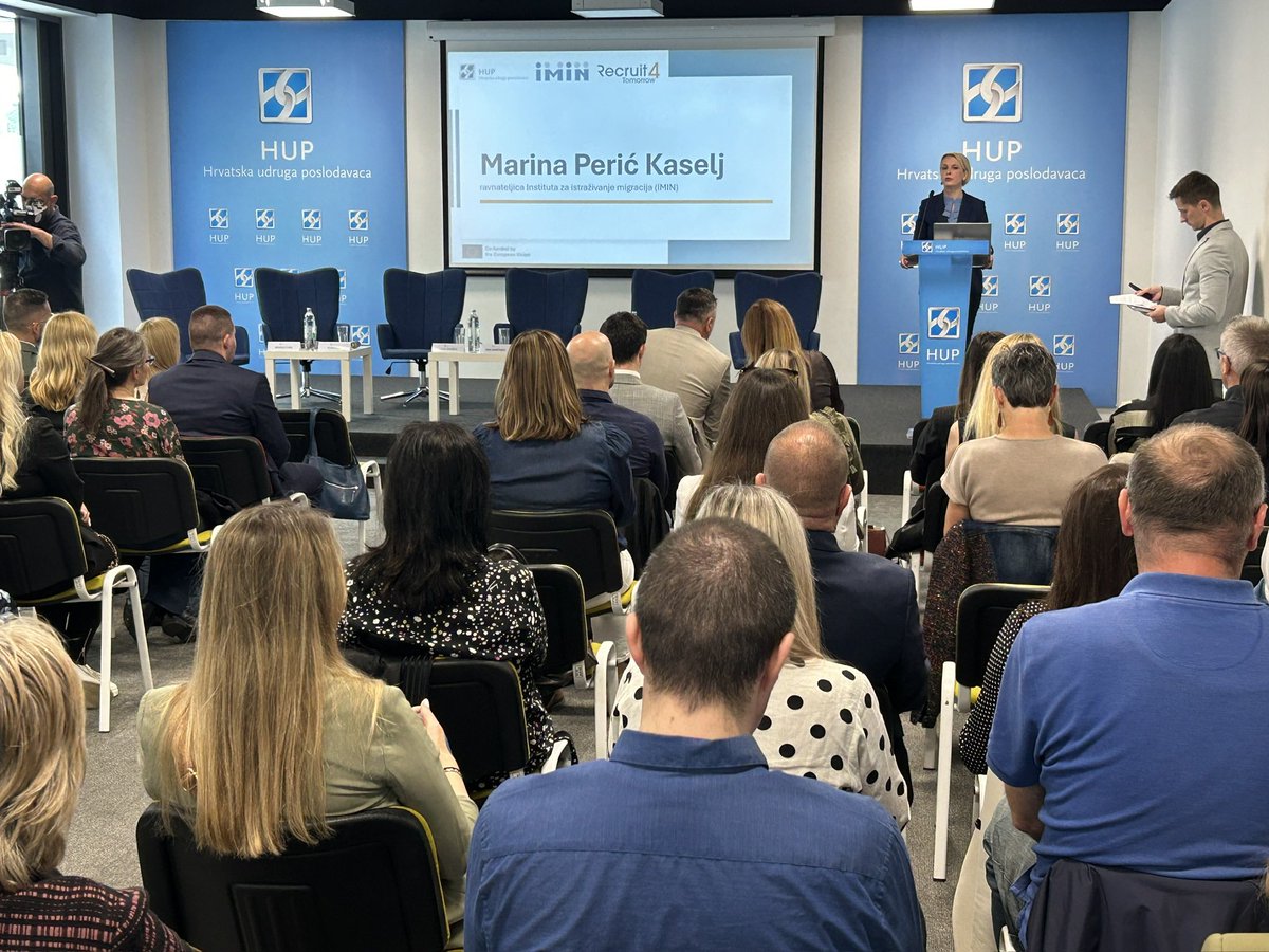 🗣️HUP i Institut za istraživanje migracija održali su danas konferenciju u sklopu projekta Recruit4Tomorrow: „Migracije, tržište rada i integracija: Hrvatska sutra“ na kojoj se govorilo potencijalu multikulturalnih timova u hrvatskim tvrtkama. hup.hr/hup-i-institut…
