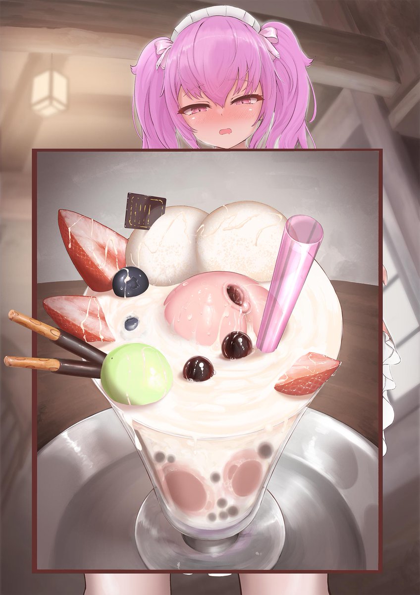 ふたなりプリメラちゃん 性器転送魔法パンツ生ちんぽ入りフルーツタピオカミルクパフェ🍓🍒🥛🧋 