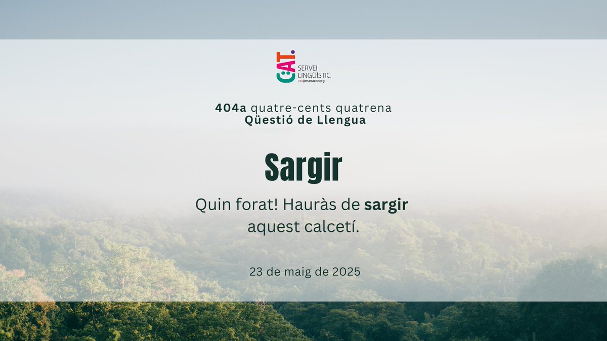 𝚂𝚊𝚛𝚐𝚒𝚛 

(404) quatre-cents quatrena Qüestió de Llengua

#QüestióDeLlengua #LlenguaCatalana #Manacor