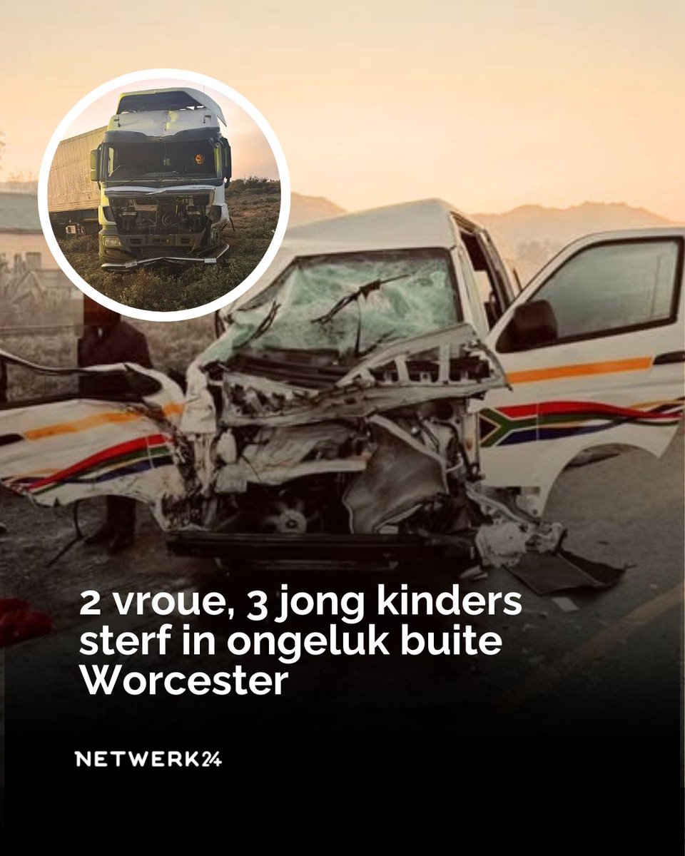 Drie kinders van tussen ses maande en twee jaar oud en twee vroue is Vrydagoggend in ’n ongeluk buite Worcester dood. 
||#Worcester #ongeluk #accident
brnw.ch/21wSRUC