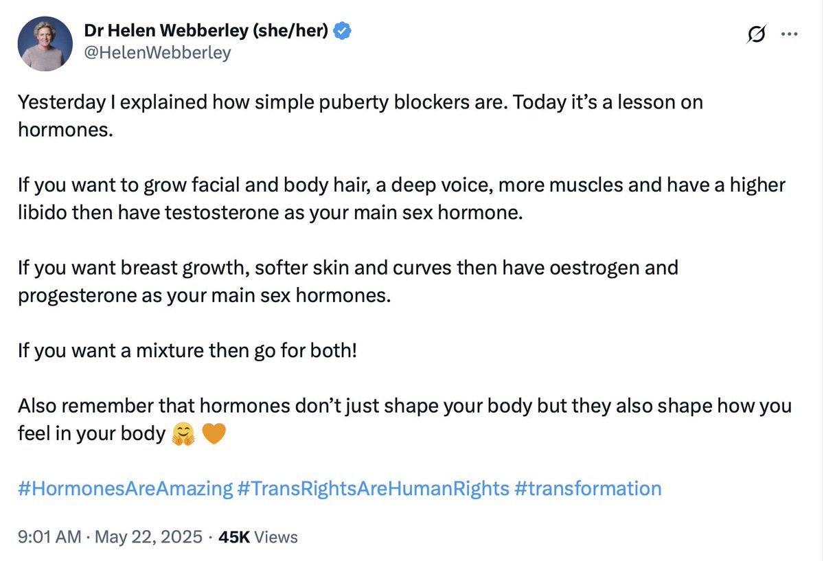 Cox_A_R's tweet photo. The NHS has told GPs that GenderGP, founded by Helen Webberley, ‘may present an ongoing safety risk to children and young people in the UK’, and they should refuse shared care with them.

Webberley: 'Puberty blockers are natural, safe, effective, life-saving, life-enhancing.' https://t.co/OC0p13navO