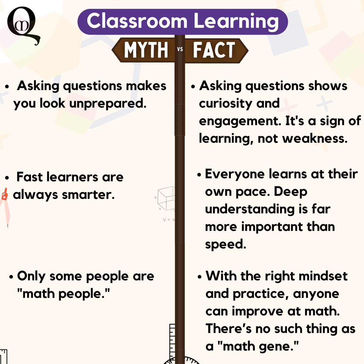 math_quotient's tweet image. Don&apos;t let common misconceptions hold you back. Understanding the truth behind learning can change how you approach your studies. Keep pushing, keep questioning, and remember—anyone can excel with the right mindset! ✨

#MathQuotient #MythVsFact