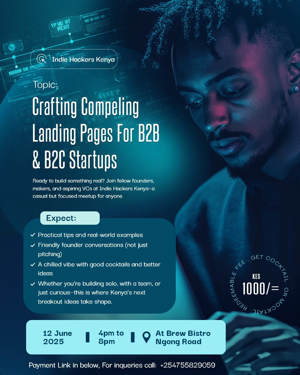 event_parlour's tweet image. First-ever physical Kenya Indie Makers event!
@PeterOkwara
will be hosting a masterclass on making a landing page that converts your customers. Super pumped for this! Tickets link below ticketmojo.co.ke/event/kenyan-i…
@DanThaKaya
@lord_bryane
@omosayansii
@careergo_co