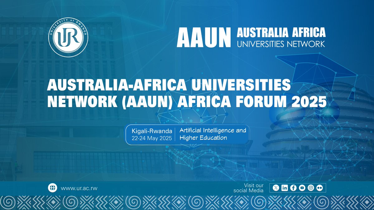 Uni_Rwanda's tweet photo. Happening Now: The 2025 Australia-Africa Universities Network #AAUN Africa Forum is officially underway! Over the next 2 days, top academics, policymakers, industry leaders & researchers from across continents will discuss the transformative power of #AI; exploring how it can drive sustainable development, revolutionize education systems and tackle pressing global and regional challenges.
Don’t miss a moment. Follow the forum live here 👉 https://t.co/tX3BhbY2hb