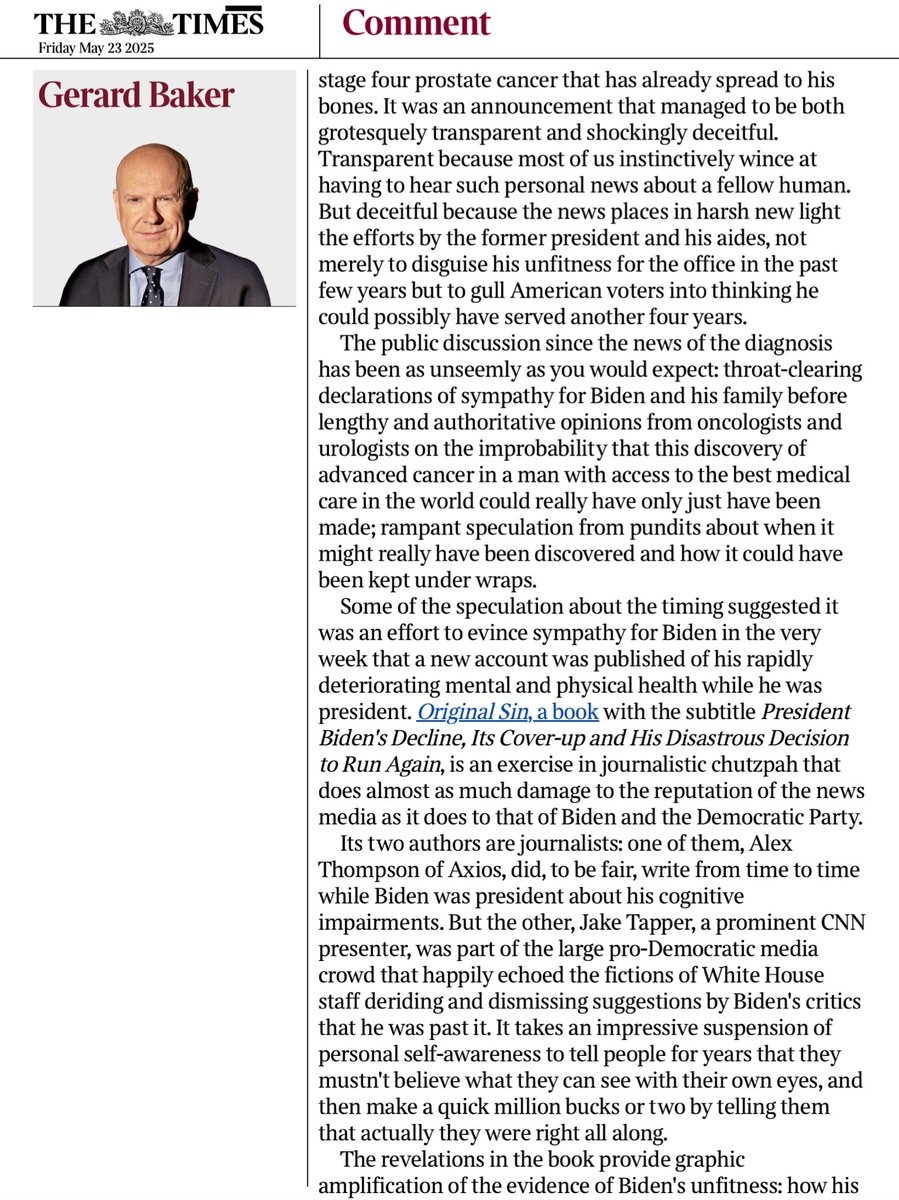 JillKerby's tweet photo. The Biden years: The lies about poor Joe’s cognitive state and now the lie that his aggressive stage 4 prostate /bone cancer is somehow a recent diagnosis, is the latest gift the Democrats have handed to Trump/Republicans. #StopAlready (Apologies to @thetimes - pls #Subscribe ) https://t.co/1PCpZPlTfH