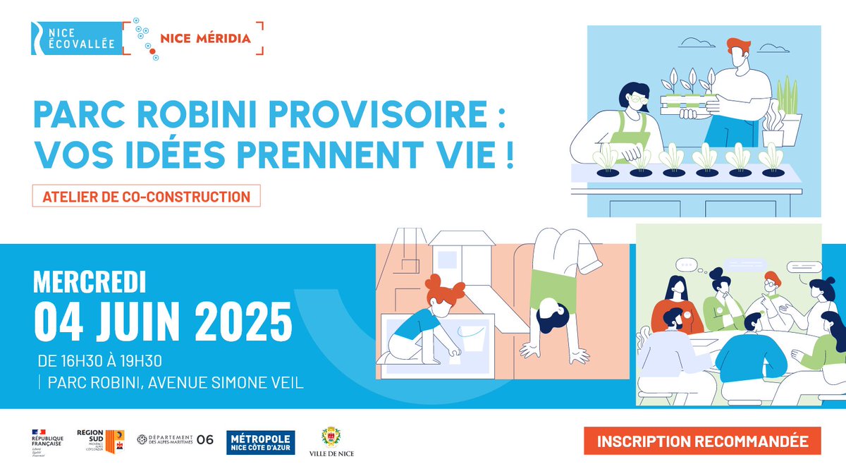 📆 Rendez-vous mercredi 4 juin sur le terrain pour l'aménagement provisoire du parc Robini💪
Venez positionner avec nous les prochains usages du parc pour créer un espace vivant et adapté aux besoins des habitants et usagers de #NiceMéridia ! Inscription👇 docs.google.com/forms/d/1LHMS4…
